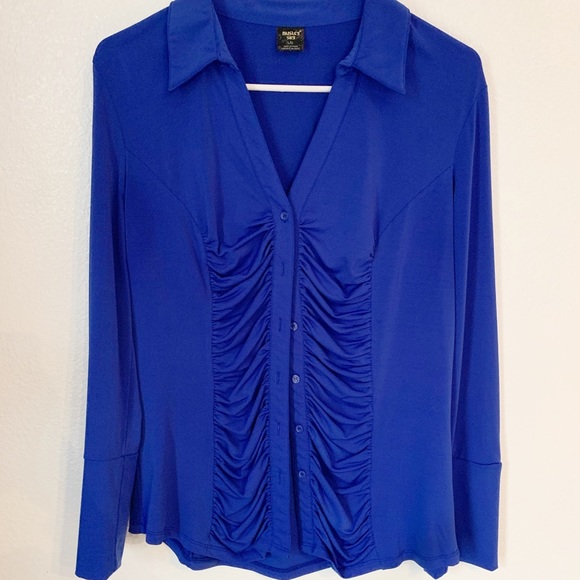 Paisley Sky Tops - Paisley Sky Cobalt Blue Button Up Blouse